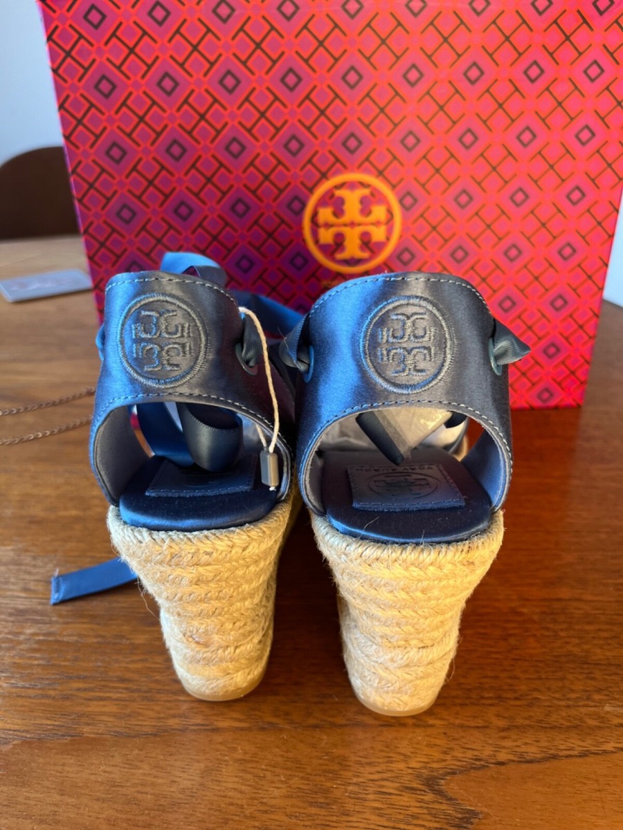 Elisa 90mm wedges espadrille satin by TORY BURCH size us 8.5 Uk 6.5