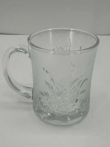 Vintage Livia by Pasari Crystal, Clear & Frosted Glass Rose Mug Cup