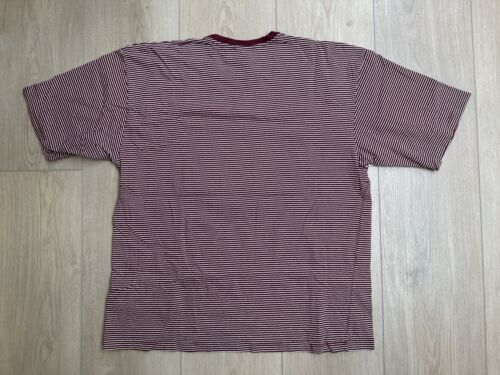 Vintage 90s Nautica XXL T-Shirt Maroon White Striped Tee Embroidered 100% Cotton - Picture 2 of 7