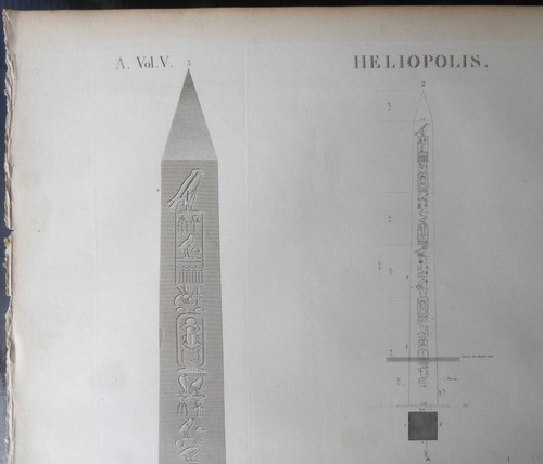 1820's Description de l'Egypte Volume V Plate 26 - Heliopolis Obelisk and Plan - Picture 2 of 2
