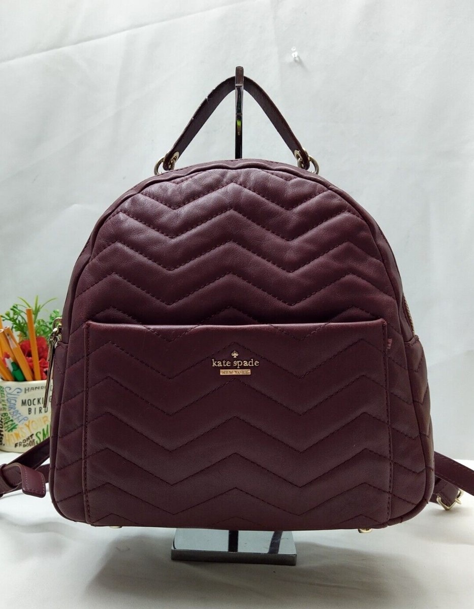 Kate Spade New York Maroon Leather Quilted Top Handle Zipper