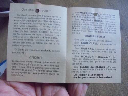 Ancienne petite étiquette Bouteille de Vin du Chateau de Fuissé Vincent & Fils - Picture 2 of 2