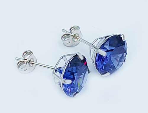AAA TANZANITE 4.82 Cts STUD EARRINGS 14K WHITE GOLD - Brand New - Made in USA - Picture 5 of 7