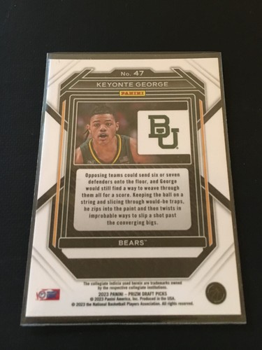 2023-24 Panini Prizm Draft Picks #47 Keyonte George- Baylor / Jazz - Picture 2 of 2