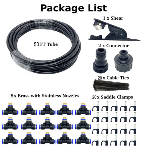 20~50FT Misting Cooling System Outdoor Patio Mist Nozzles for Garden Greenhouse - Picture 14 of 14