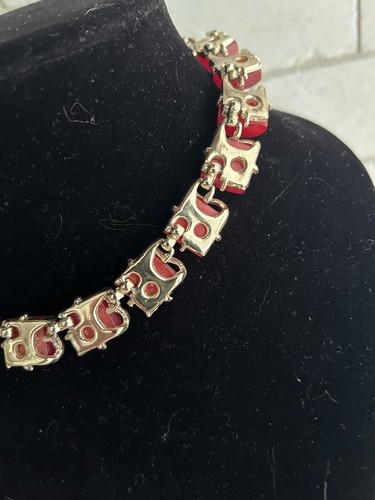 Vintage Coro Rubin Rot Moonglow Halskette Ohrringe Set Signiert MidCentury Retro - Bild 11 von 24