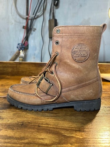 Ralph Lauren Polo Country Boots Women 9.5B Brown Leather Ranger Authentic - Picture 2 of 9