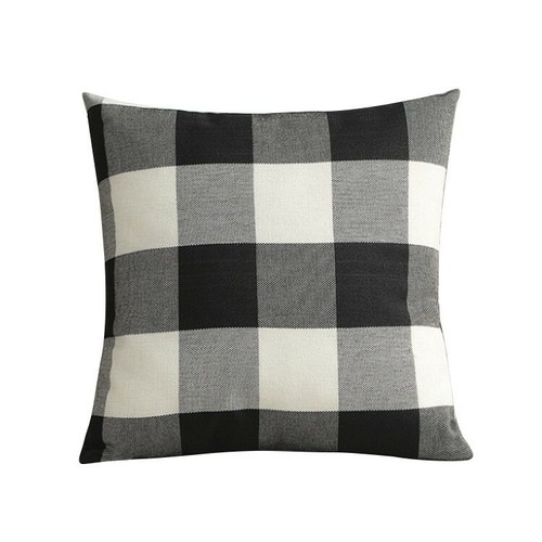 Funda de cojín a cuadros de lino para sofá decoración del hogar de 16" 18" 20" 22" 24" EE. UU. - Imagen 5 de 18