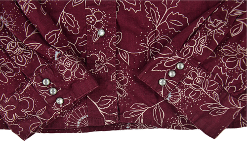 Columbia Western Shirt Women's XL Red Pearl Snap Top Long Sleeve Floral Print - Picture 4 of 7