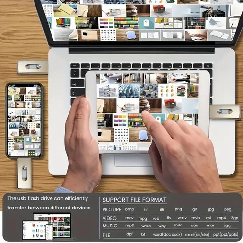 64GB 3w1 USB3.0 Flash Drive OTG Pamięć Photo Pen Stick do iPhone Android PC - Zdjęcie 7 z 9