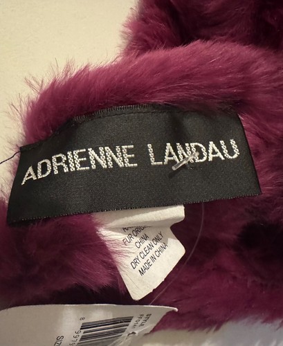 Neu mit Etikett Adrienne Landau weicher Kaninchenfell Schal Gürtel weinrot burgunderrot Einzelhandel $ 50 - Bild 4 von 11