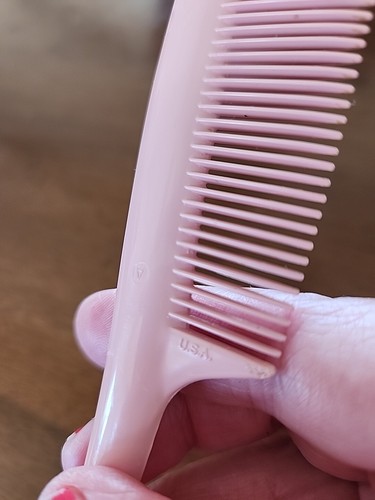 Vintage Posten 2 Damen Handtasche Kämme 8" & 5" rosa Kunststoff Rattenschwanz USA - Bild 6 von 15