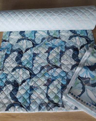 Machine Quilted (by me) Double-sided Fabric Stiffened W/Pellon for Bags, Baskets - Picture 1 of 12
