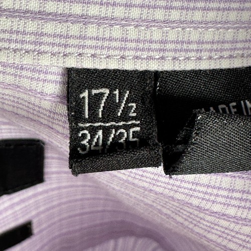 Hugo Boss Enzo Dress Shirt Men's 17.5 34/35 Button Up Lavender White Purple - Picture 9 of 12