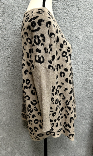 Democracy Sweater Womens Small Brown Black Leopard Print Bold Glamour Mob Wives - Picture 14 of 21
