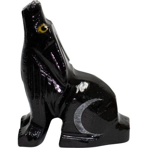 Tótem de bolsillo de ónix negro lobo, animal espiritual, ¡piedra de confort de preocupación! - Imagen 2 de 2