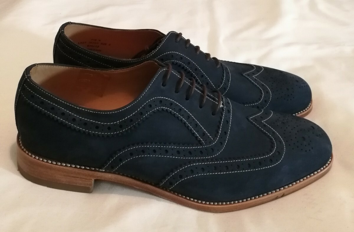 Design Loake Tye Suede Leather Lace up Brogue shoe Navy Size uk