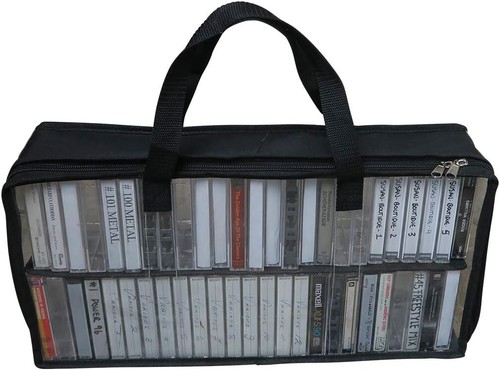 Heavy-Duty Cassette Tape Bag - See Thru Organizer - Easy Carry - Holds 50 - Bild 3 von 8