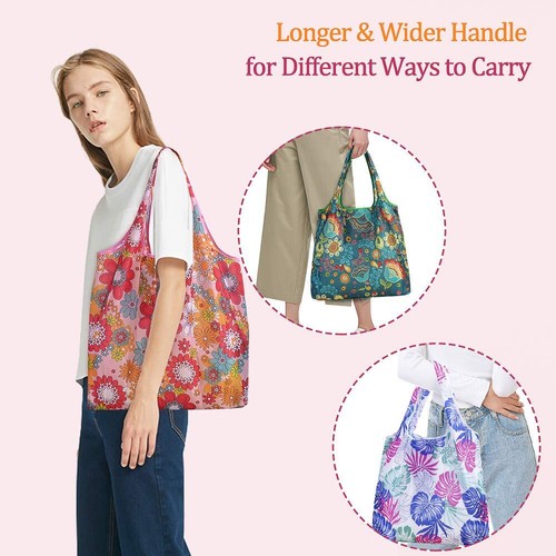 10 Pack Reusable Grocery Shopping Bags Foldable Shopping Bags Grocery Tote With - Picture 3 of 7