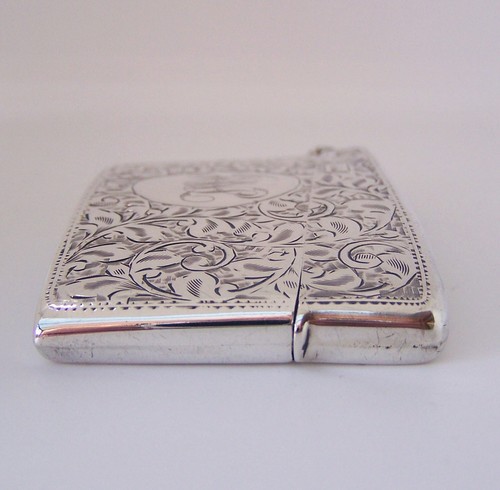 1902 EDWARDIAN STERLING SILVER CHASED CARD CASE. H.J. COOPER & CO LTD OF LONDON - Picture 10 of 18