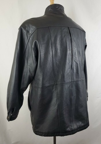 Preswick & Moore Black Genuine Leather Jacket Coat Medium Zip Up, Soft Pebble - Picture 6 of 12