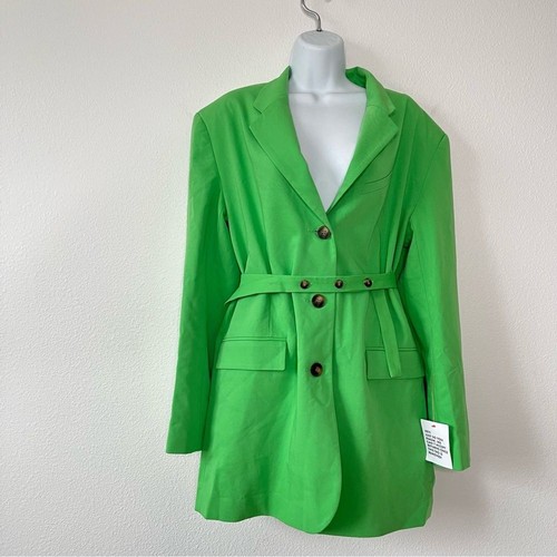 Blazer lungo donna con cintura Topshop nuovo preferito dai blogger in verde taglia 8 - Foto 3 di 6