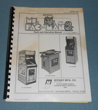 Vtg 1982 Midways Ms Pac-Man Parts Operating Manual Namco Video Arcade Game Bally