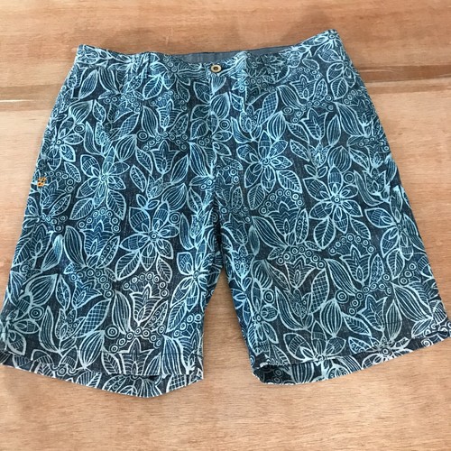 Reyn Spooner Bermuda Shorts Herren 36 blau Blumen Taschen hoher Bund Strand Preppy