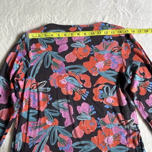 Yarra Trail Womens T-Shirt Size XS Floral Knit Long Sleeve Crew Neck Top - Picture 18 of 20