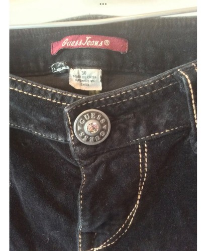 Guess Jeans Stretch schwarz Crushed Samt genäht lang Gr. 30 Leibhöhe 7 Schrittlänge 29 - Bild 2 von 3