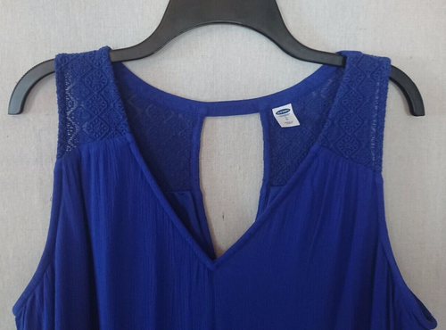 Women's Flowing Blue Embroidered Old Navy Dress Size Large - Picture 2 of 6