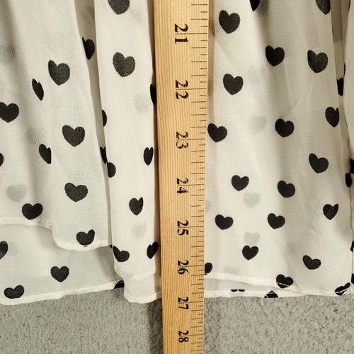 Rose & Olive Blouse Womens Large Little Ditsy Hearts Allover White Smocking - Picture 4 of 12