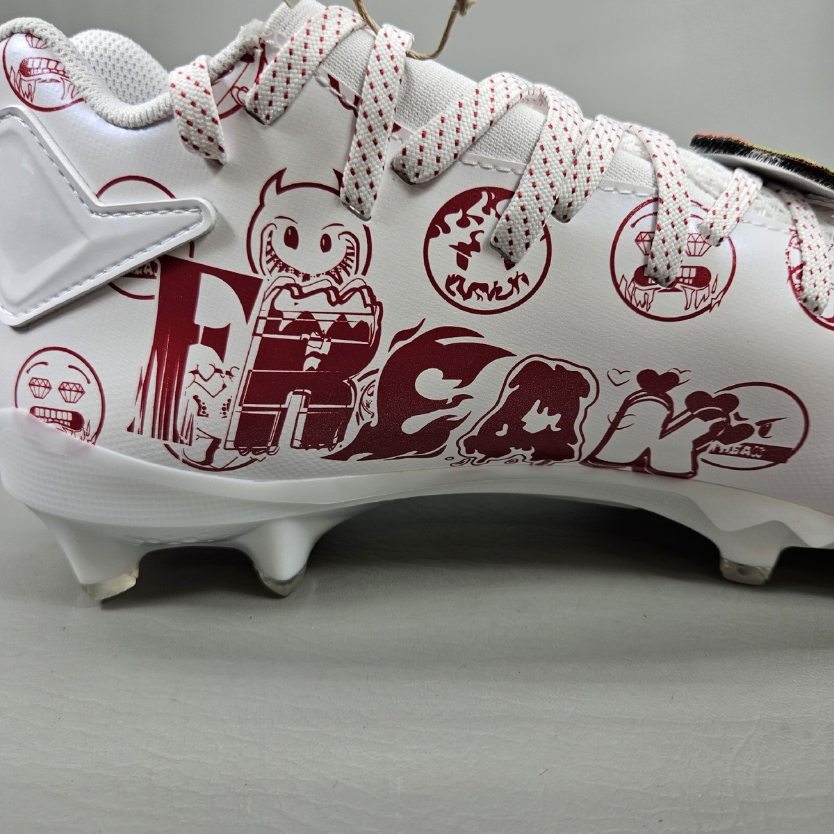Adidas Freak 22 Big Mood DSG SM Emoj Football Cleats Mens Sz 12 White Red GZ6901 Adidas Freak 22 Big Mood DSG SM White Red GZ6901 Men main image 3