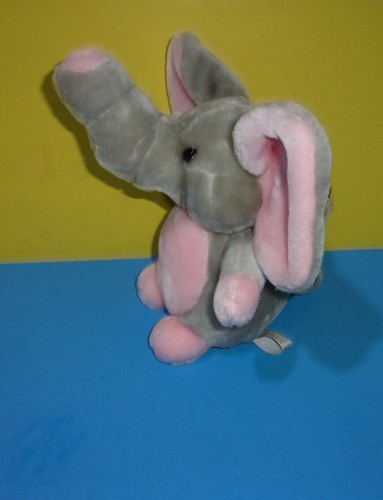 10 Zoll Fiesta grau rosa Elefant Plüschtier American Wego grau Stofftier mit Etikett - Bild 3 von 4