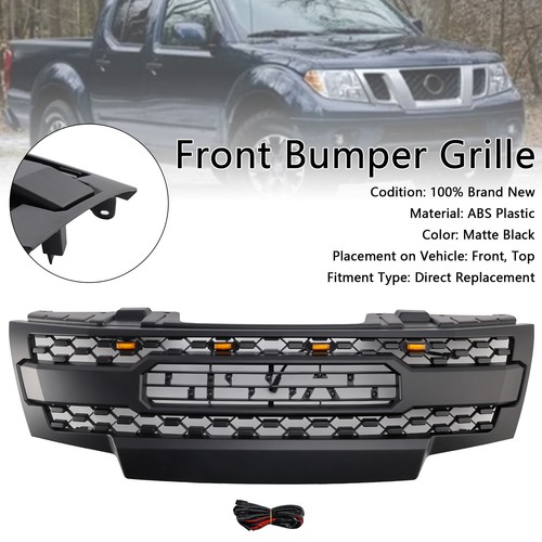 Black Front Bumper Grill Grille Fit Nissan Frontier 2009-2019 W/Led Lights U - Bild 1 von 18