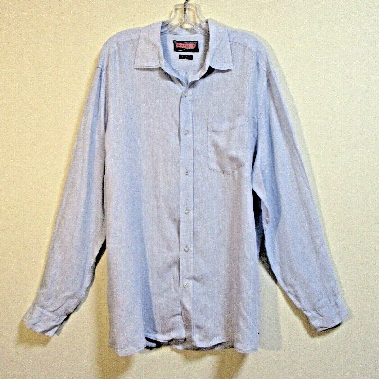 VINEYARD VINES Solid Light Blue 100% Linen Long S… - image 1