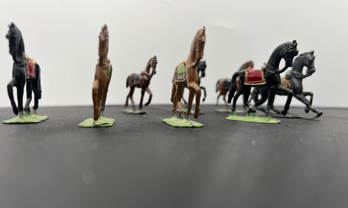 Antique Heyde Germany Miniature Cold Painted War Horses- Metal - Models Set Of 8 - Picture 13 of 14