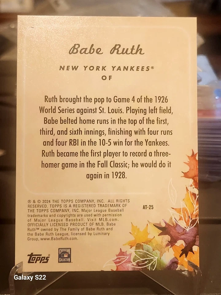 2024 Topps Update Series - Babe Ruth - Autumn Tales #AT-25  - Image 2 of 2