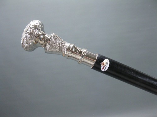 Victorian Style Silver Head Handle Walking Stick Wooden cane 92 cm Handmade Gift - Picture 9 of 11