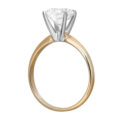 Prong Set Round Cut Lab Grown Diamond Engagement Ring 14K Yellow Gold 2.04Cttw - Picture 5 of 6
