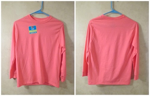 T-shirt manica lunga rosa tinta unita FRUIT OF THE LOOM taglia L 10-12 nuova senza etichette - Foto 10 di 10