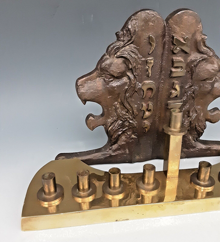 Candelabro de colección Judaica bronce fundido latón Janucá Janucá Menorá - Imagen 12 de 24