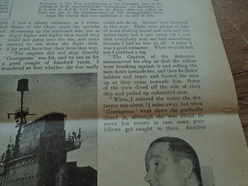 HMS CORAGEOUS ARTICLE NAVY small newspaper cutting WW2 - 第 7/13 張圖片