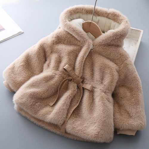 Baby Kids Girls Faux Mink Fur Thick Parka Warm Hooded Coat Jacket Coat Outerwear - Picture 2 of 58
