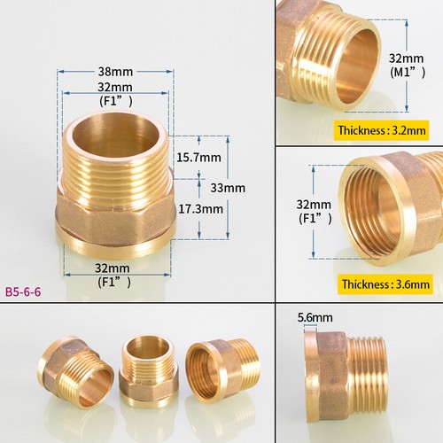 1/4 1/2" Aussen/Innen Gewindefitting Messing Reduzierung Rohrverbinder Anschluss - Picture 29 of 30