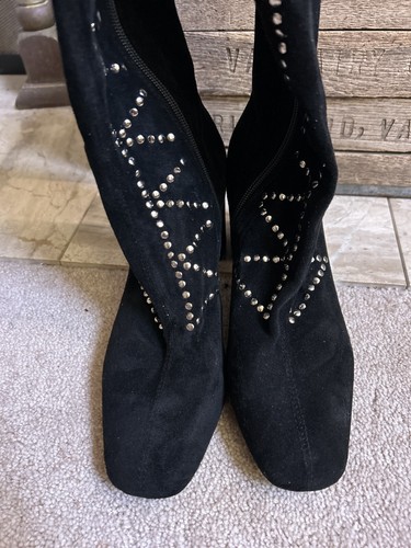 $235 JEFFREY CAMPBELL black faux suede over the knee studded boots sz 8.5 - Picture 5 of 10