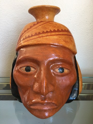 "Vaso tony soares calicalifornia moche studio ceramica indiano nativo americano testa 12"""" - Foto 2 di 11
