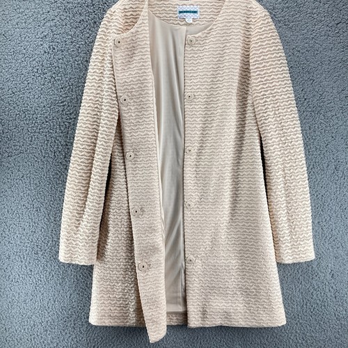 Anthropologie Pim & Larkin Textured Knit Cream Jacket Coat Sz M Elegant Formal - Picture 9 of 18
