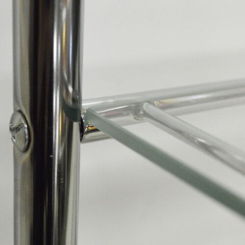 2 Tier Modern Chrome Wall Mounted Bathroom Shelf Unit Towel Rail Rack - Picture 2 of 3