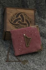 Celtic Legend series Handmade suede pink paper notebook in wooden box